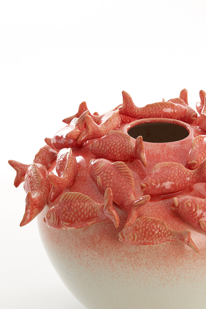 Light & Living - Vaas FISH - Ø40x27cm - Rood