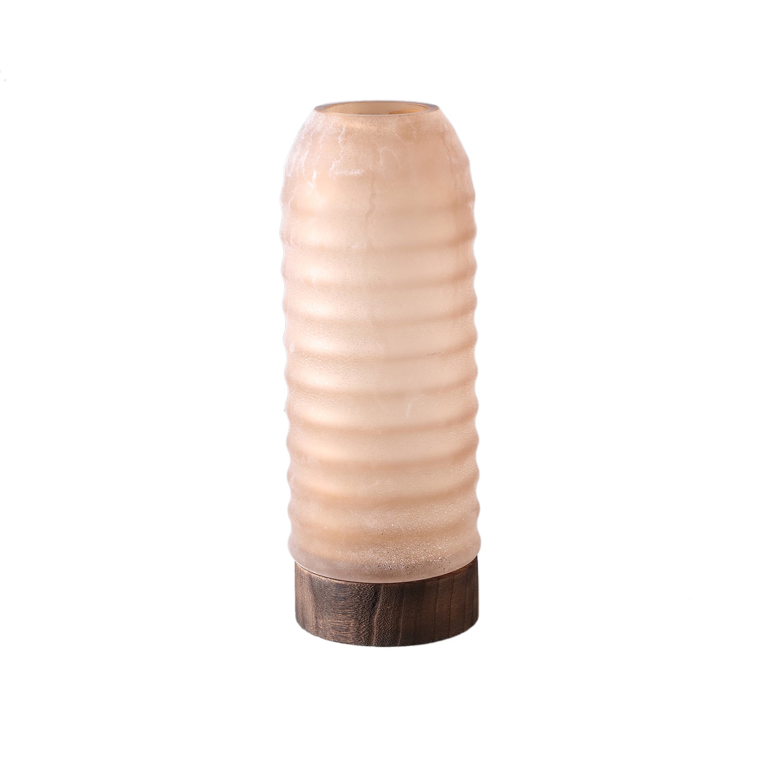 PTMD Yana Brown Matte Ribbed Glass Vase Round High M