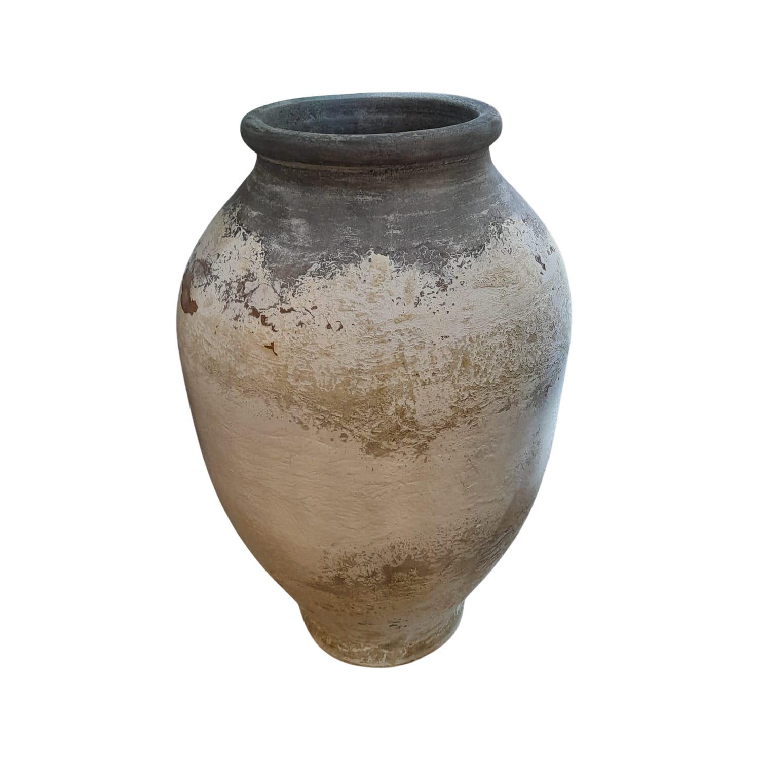 PTMD Jinsu White Round GRC Jar Pot Dark Top