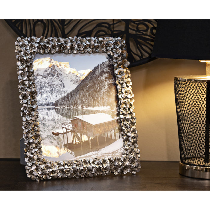 Flolly - Zilveren fotolijst met bloemen