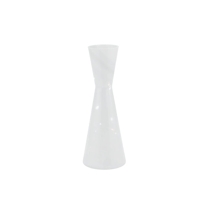PTMD Corena White Glass Vase Solid Black Double Cone S