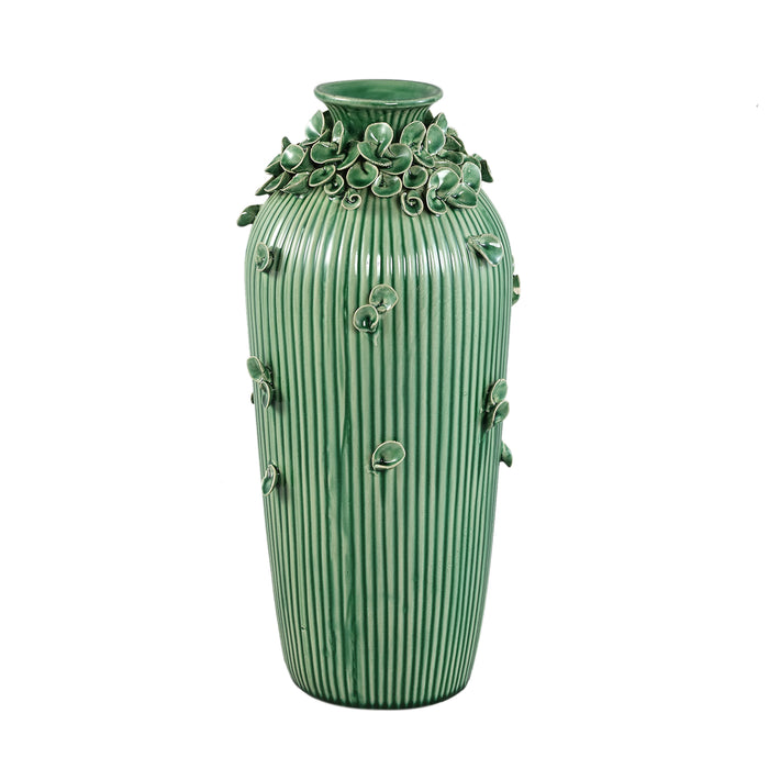 PTMD Saubaan Green Round Glazed Ceramic Vase Flowers L