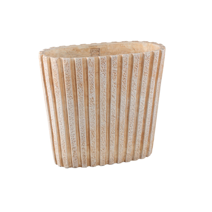 PTMD Marijus Cream Oval Cement Pot Ribbed L