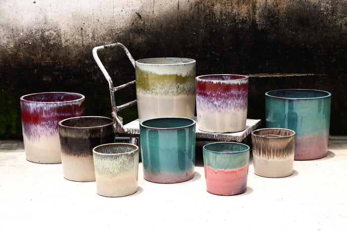 PTMD Mione Pink Ceramic Straight Round Pot SV3