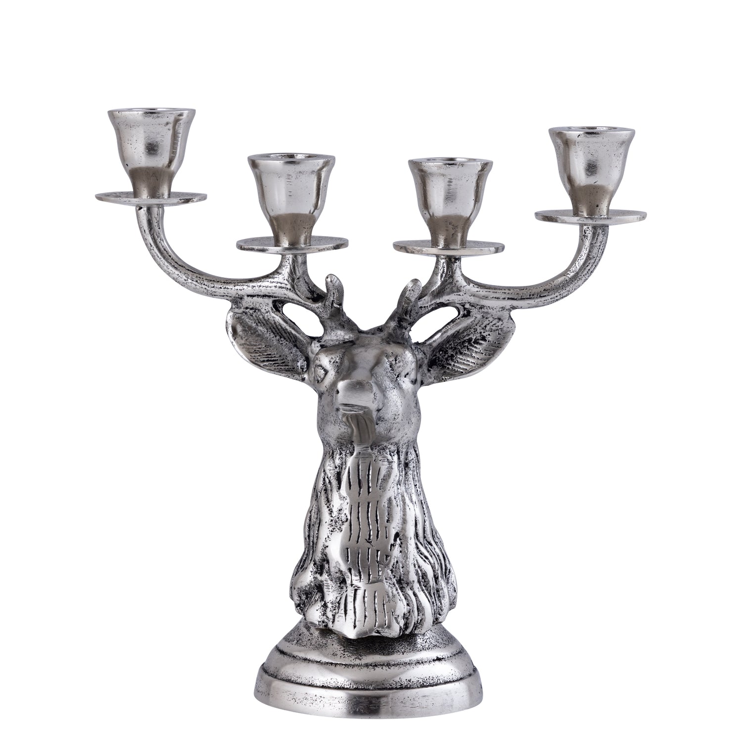 PTMD Thien Silver Casted Alu Reindeer Candleholder