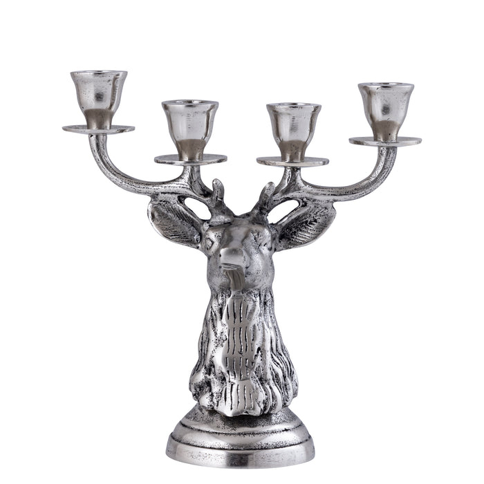 PTMD Thien Silver Casted Alu Reindeer Candleholder