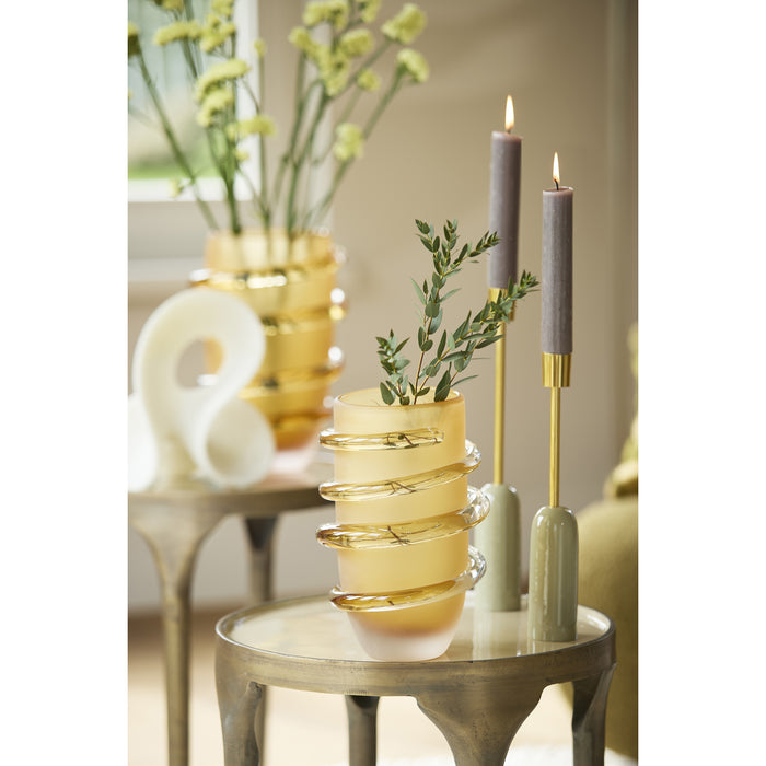 Light & Living Light&living Vaas Ø16,5x25 cm ODATE glas mat oker