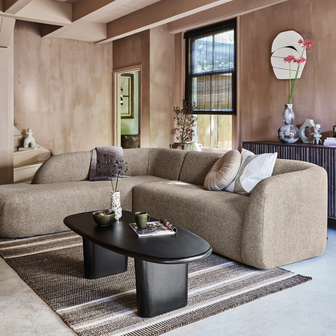 WOOOD Sloping Hoekbank Links - Chenille - Naturel Melange