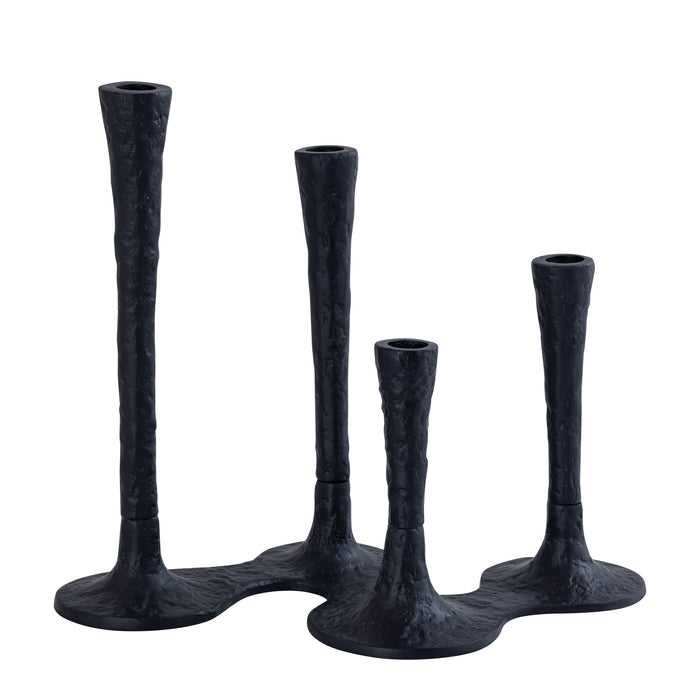 PTMD Lynette Black Casted Alu Candleholder Rounds Base