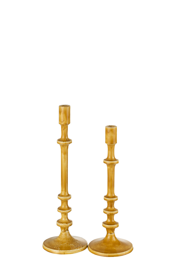 J-line - Kandelaar Klassiek Aluminium Oker Large - 13x13x40cm