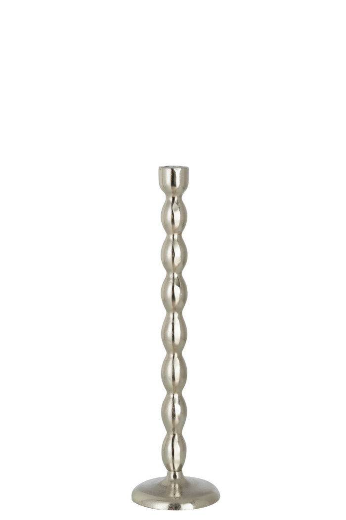 J-line - Kandelaar Bollen Mat Aluminium Zilver Large - 10.5x10.5x40cm