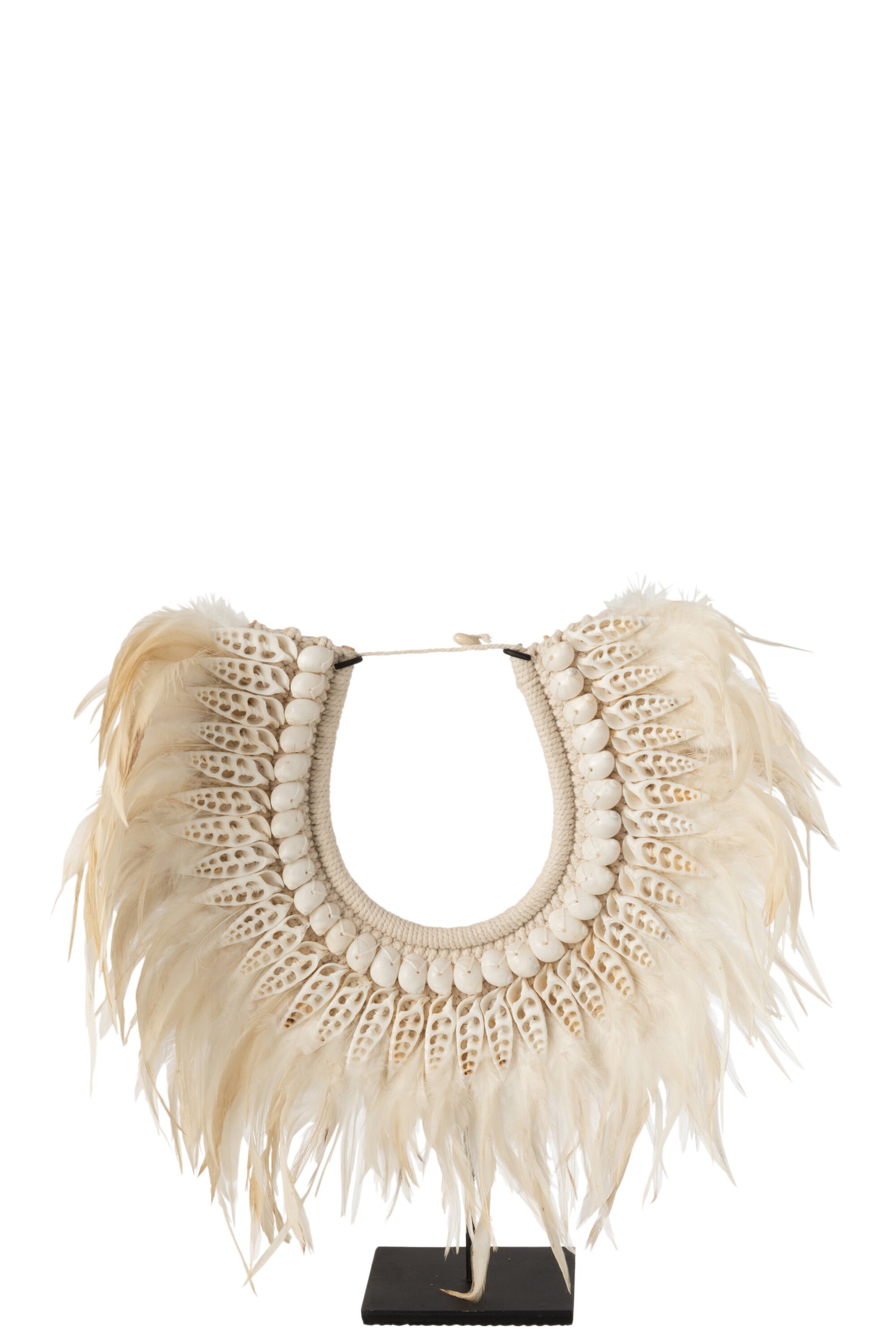 J-line - Ketting+staander Dora Schelpen|veren Wit Large - 35x12.5x47cm