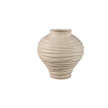 PTMD Mickie Beige Round Bulb Ceramic Vase Ribbed S