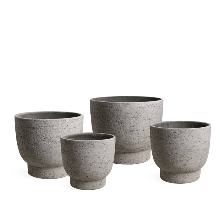PTMD Pride Grey GRC Pot Round On Foot Set Of 4