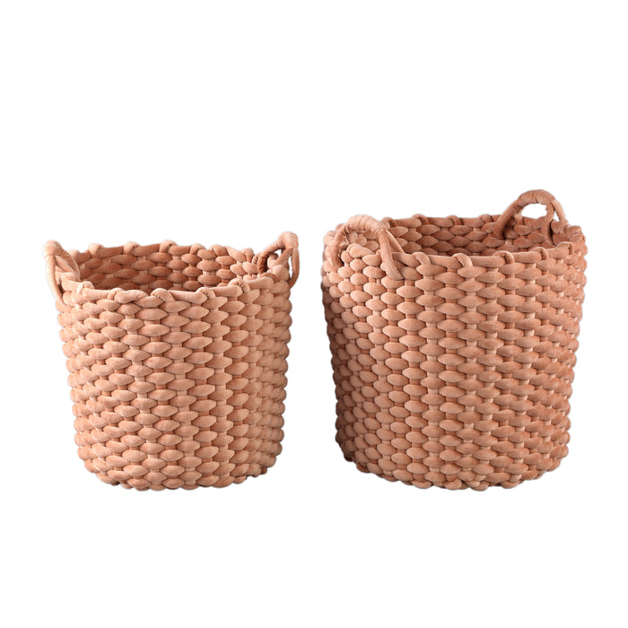 PTMD Olliver Brown Velvet Rope Basket With Handles SV2