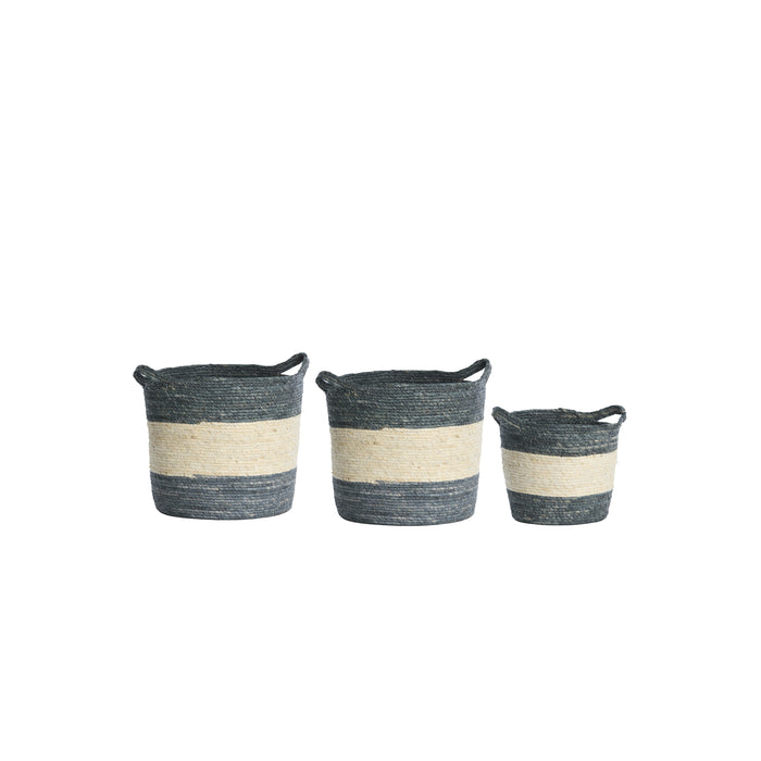 Light & Living - Mand KILKEE - Ø40x40cm - Blauw - Set van 3