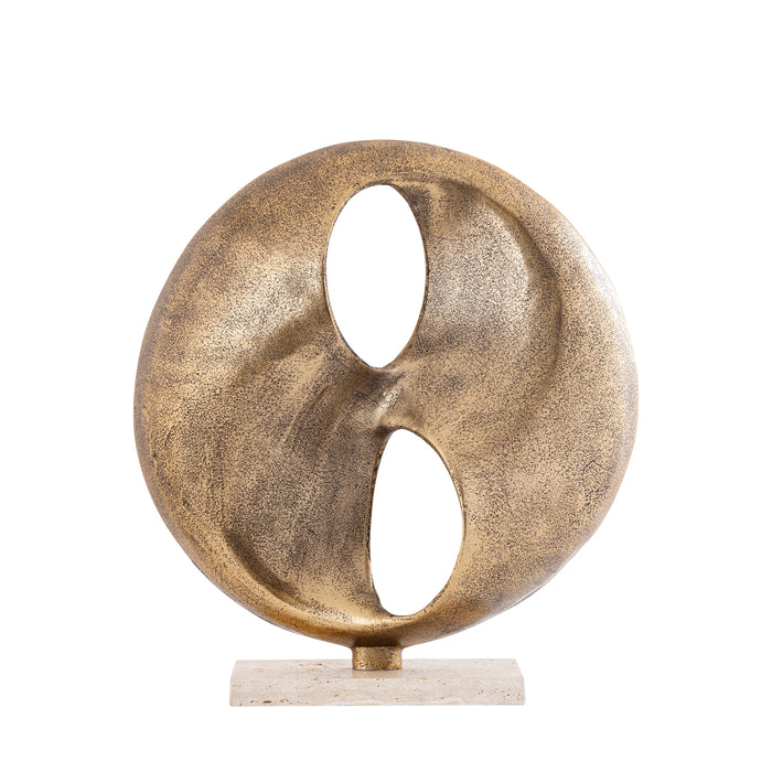 PTMD Deuie Brass Casted Alu Statue Travertine Base