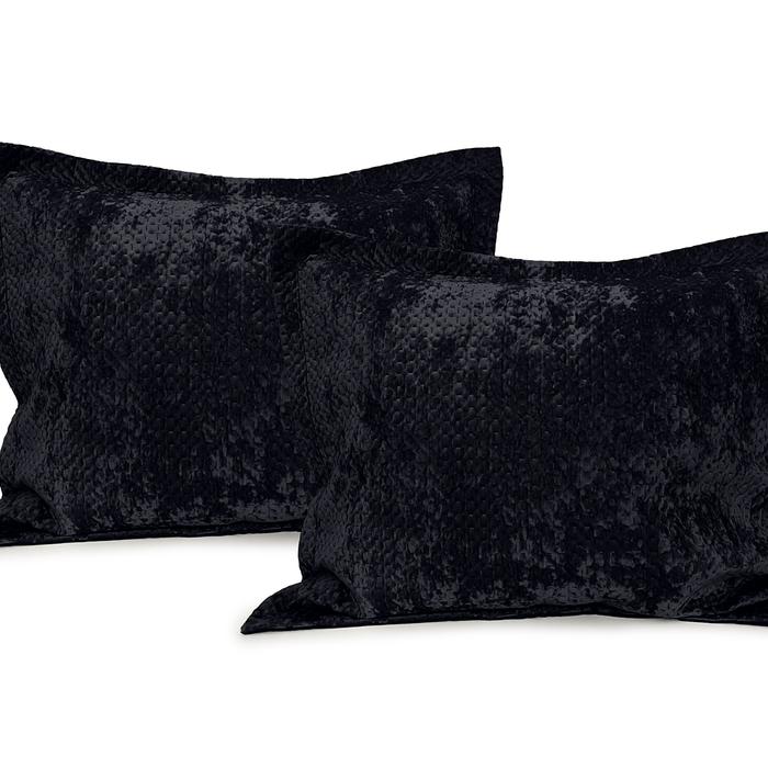 LINNICK Velvet Kussensloop - black 60x70cm - Set van 2