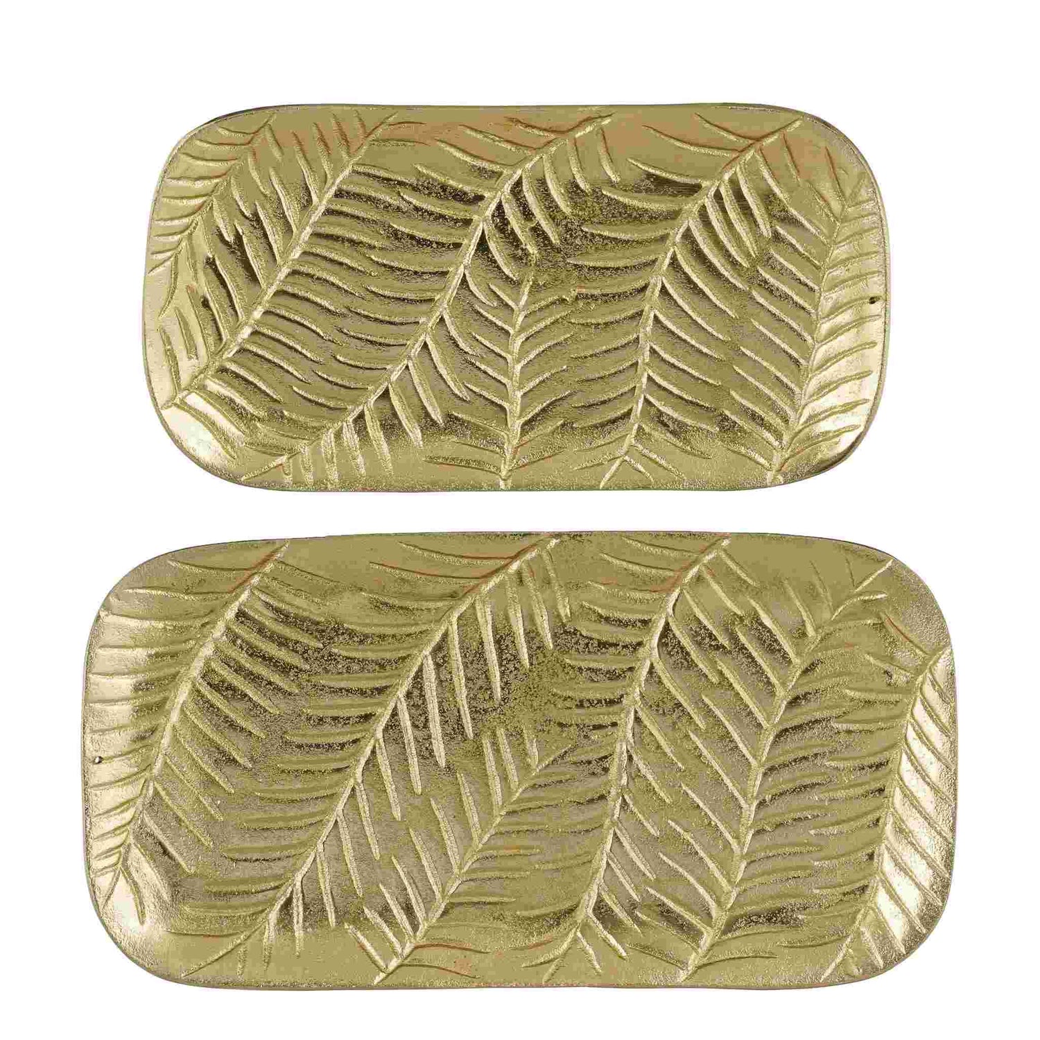 Mica Decorations Deco Object Blad - 43x22x2 cm - Aluminium - Goud - Set van 2
