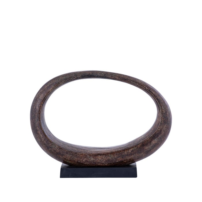 PTMD Rhubie Brown Oval Alu Casted Statue On Base Wide