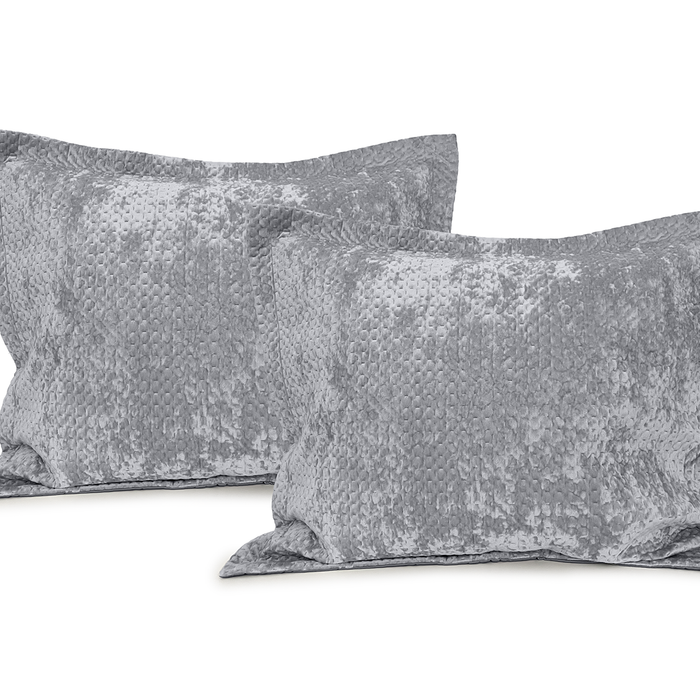 LINNICK Velvet Kussensloop - silver grey 60x70cm - Set van 2