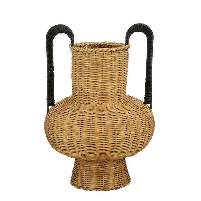 Mica Decorations Loulou Decoratie Vaas - H42 x Ø40 cm - Rotan - Bruin