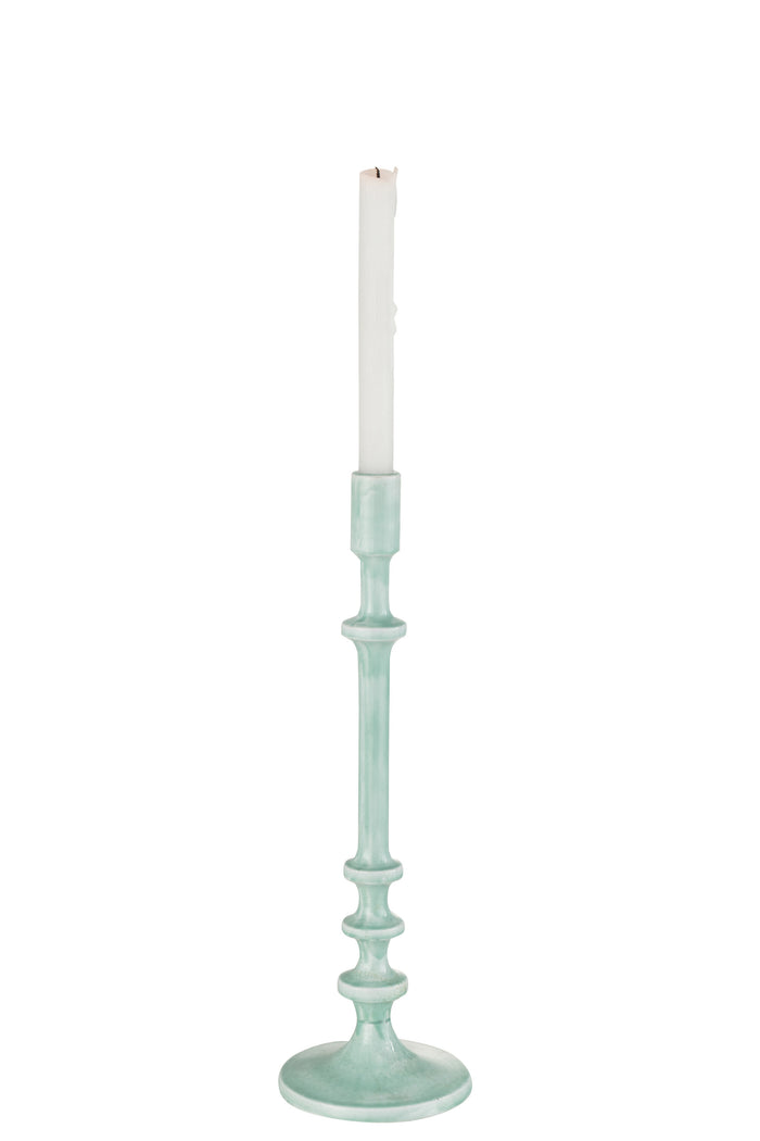 J-line - Kandelaar Klassiek Aluminium Blauw Large - 13.5x13.5x40.5cm