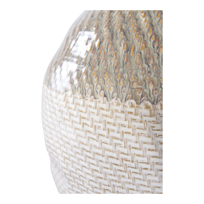 Vase - Vase, ceramic, white|green ø26x30,5 cm