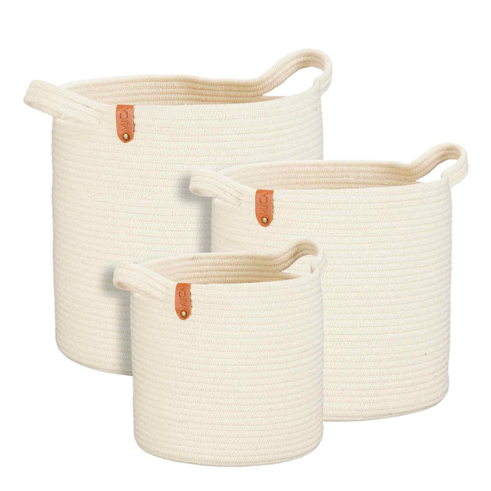 Mica Decorations Mand Matt - 35x35x35 cm - Katoen - Creme - Set van 3
