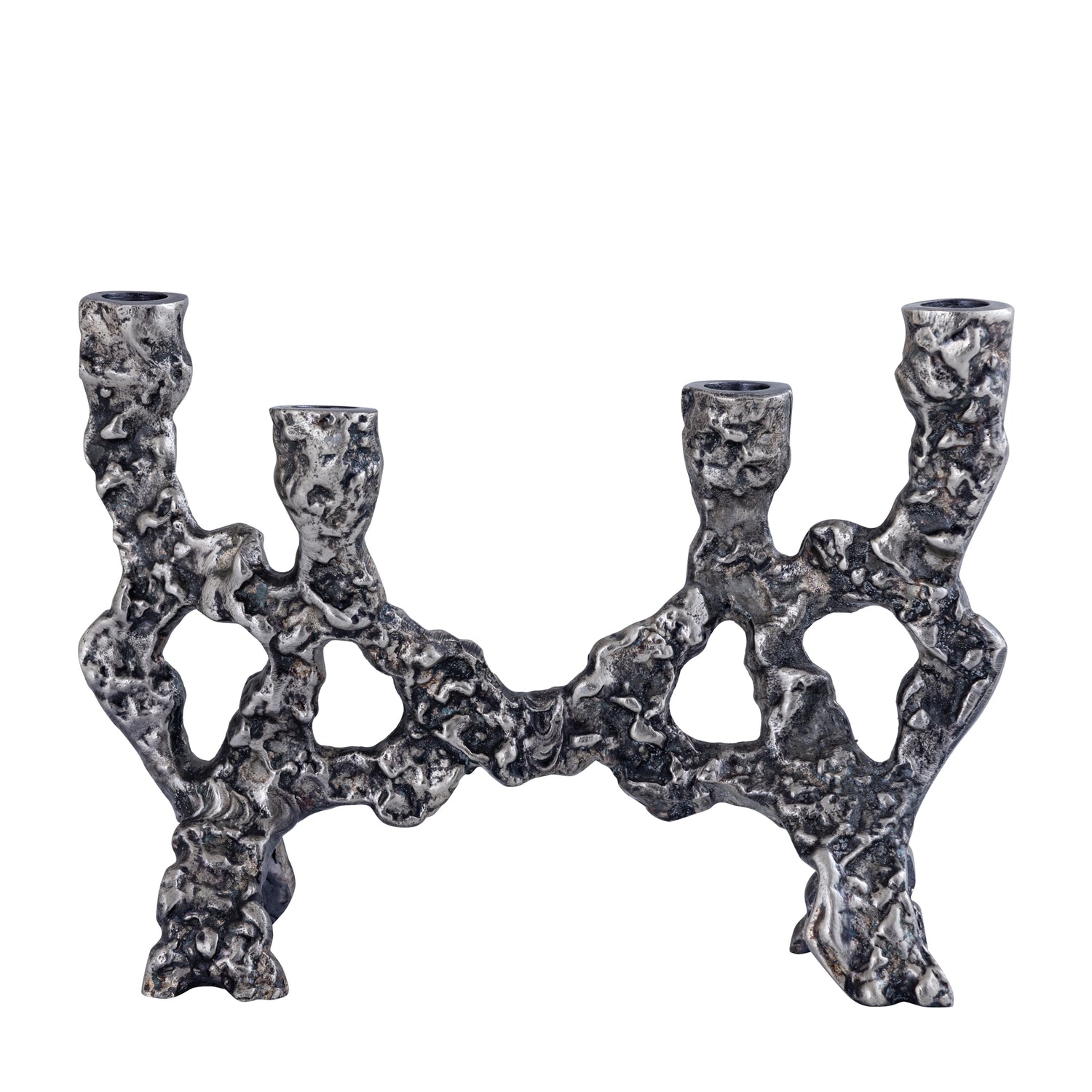 PTMD Danille Silver Casted Alu Candleholder Dented