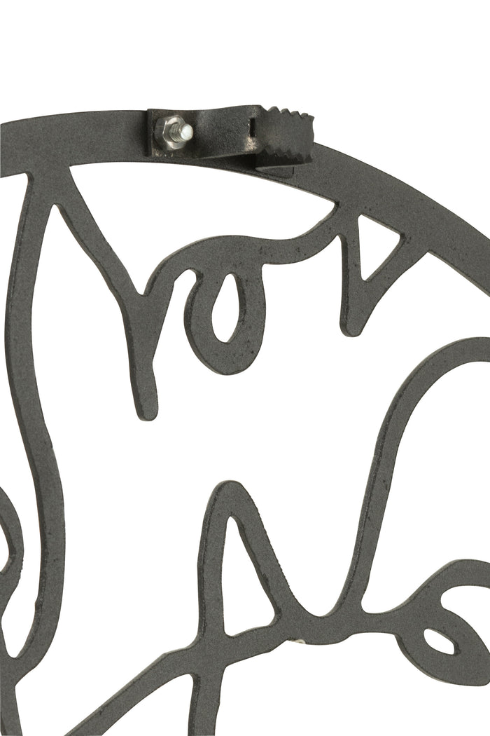 J-line - Klok Gezichten Metaal Zwart Small - 49x49x3cm