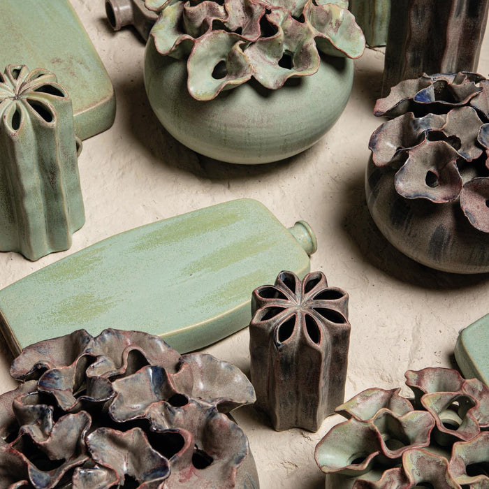 PTMD Amalie Green Round Ceramic Bottle L