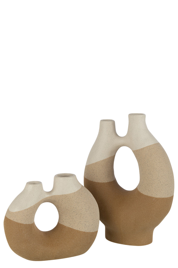 J-Line Vaas Organisch Keramiek Beige|Lichtbruin Large