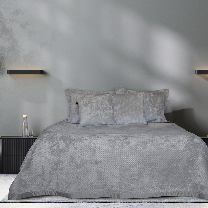 LINNICK Velvet Kussensloop - silver grey 60x70cm - Set van 2