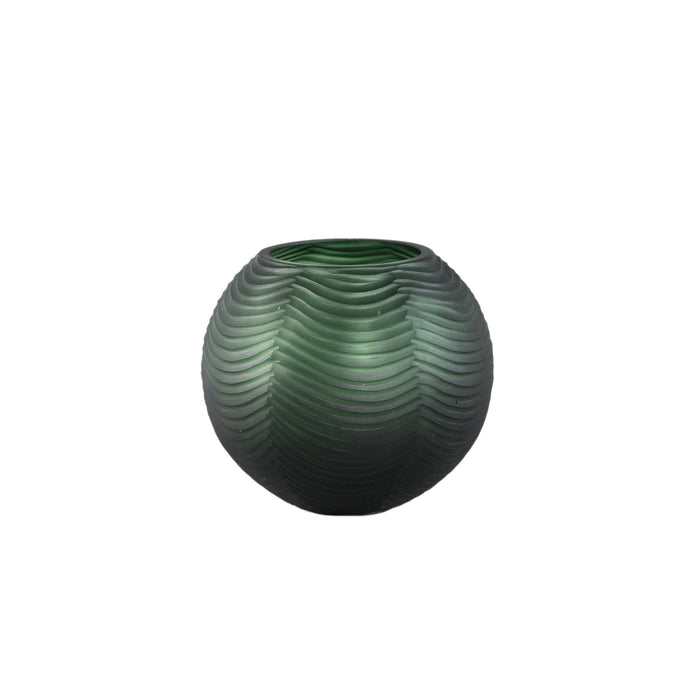 PTMD Elichi Green Round Glass Vase Low