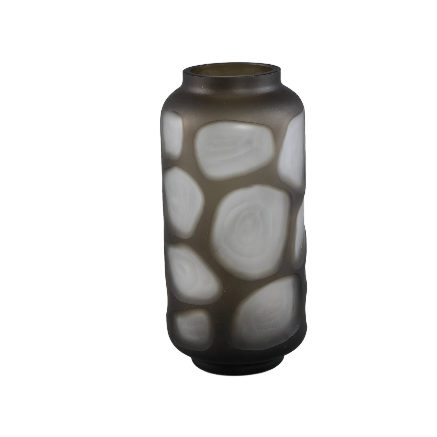 PTMD Azize Green Carved Glass Round Vase On Base L