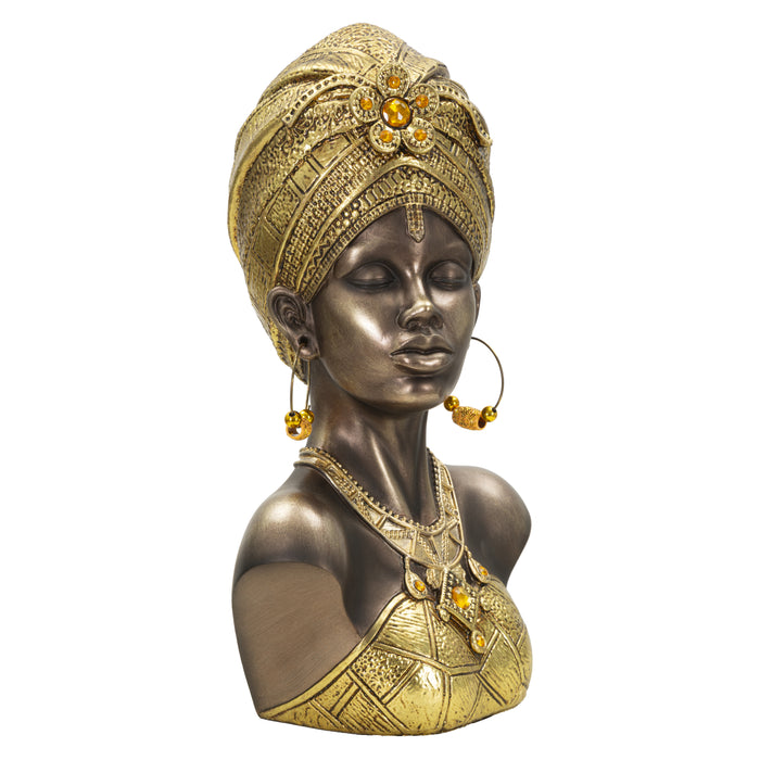 Mumbasa - Borstbeeld van vrouw in gouden hars