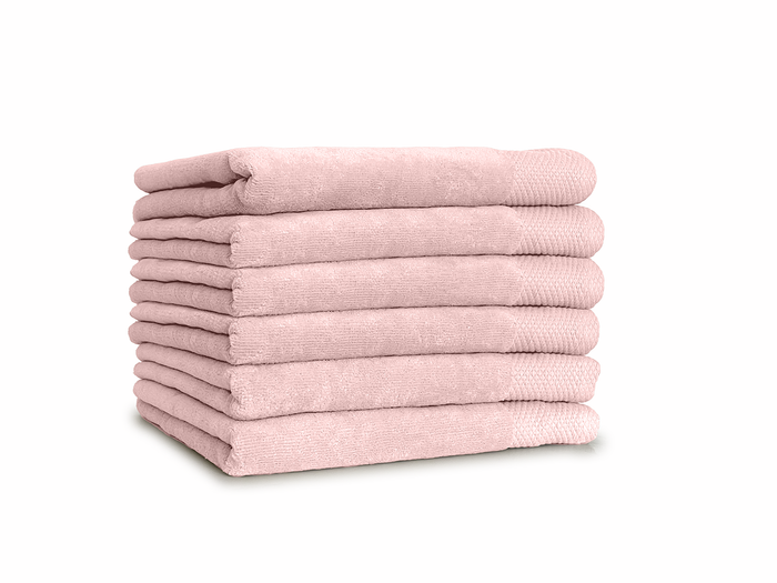 LINNICKVelours Handdoek  Katoen 50x100cm - light pink - Set van 6