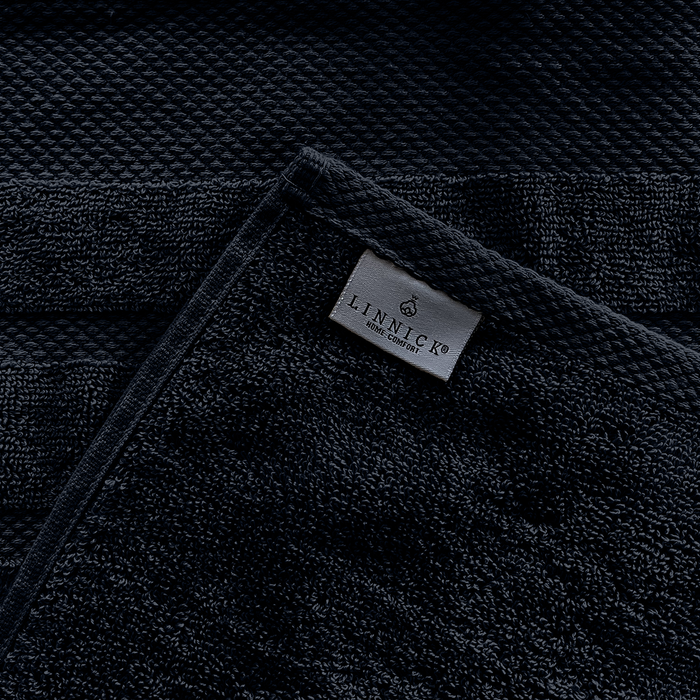 LINNICKBadstof Badlaken  Katoen 70x140cm - black - set van 4