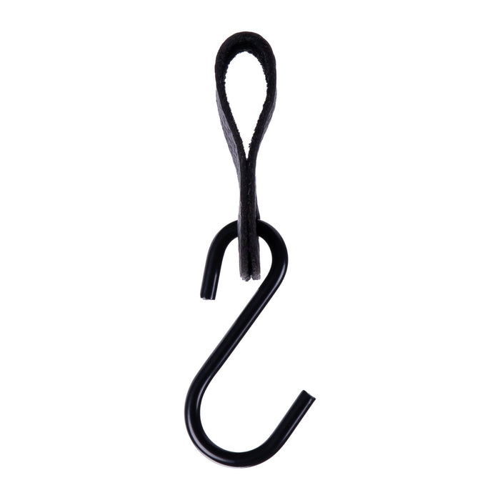 QUVIO S haak met leren bandje - Zwart - set van 4