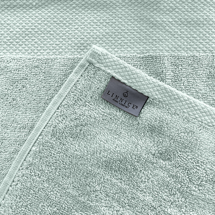 LINNICK Diamond Badstof Handdoek 50x100cm - soft green - set van 6
