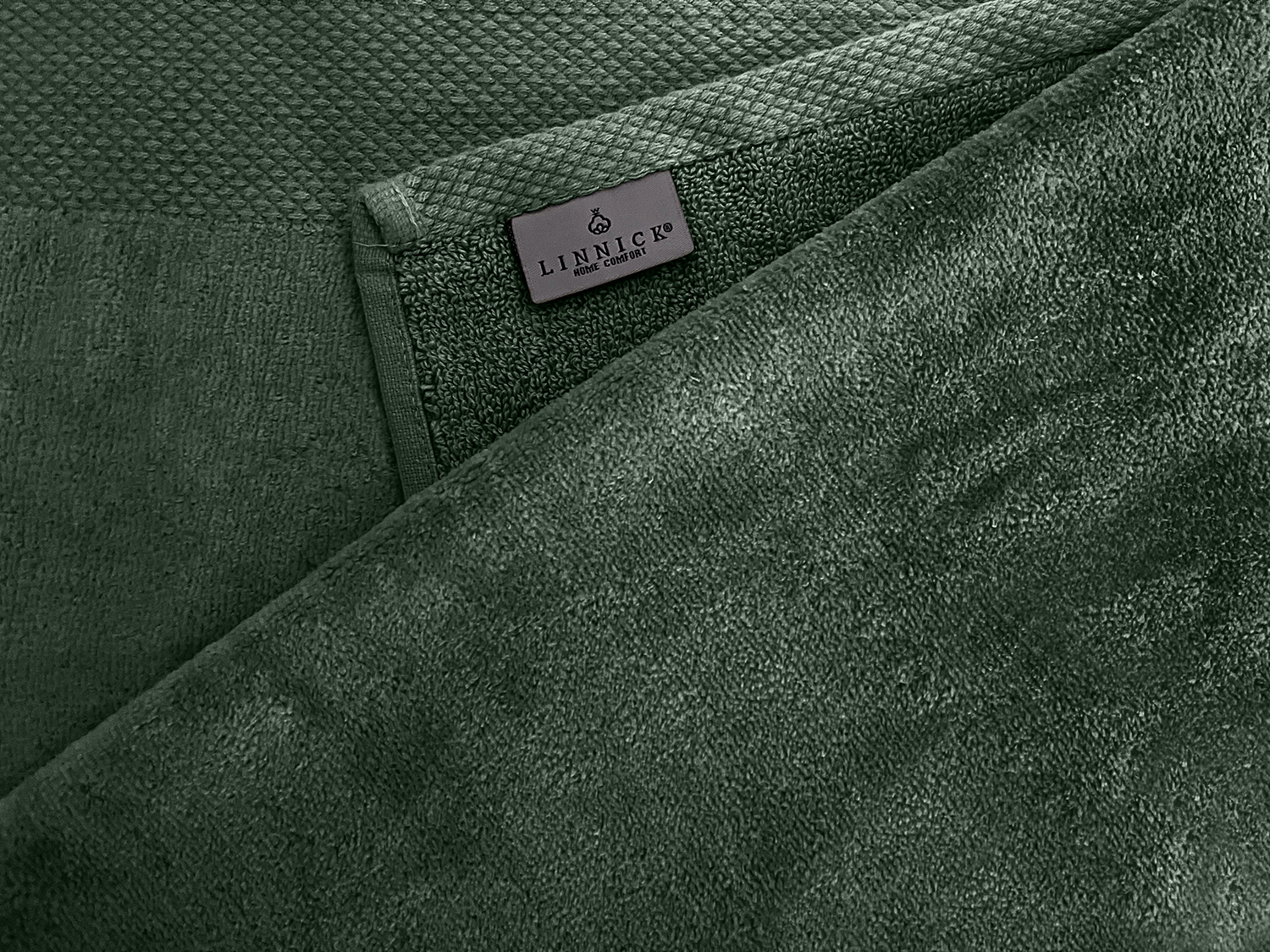 LINNICKVelours Handdoek  Katoen 60x110cm - olive green - Set van 4