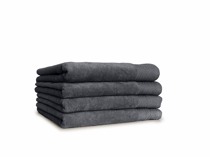 LINNICKVelours Handdoek  Katoen 60x110cm - dark grey - Set van 4