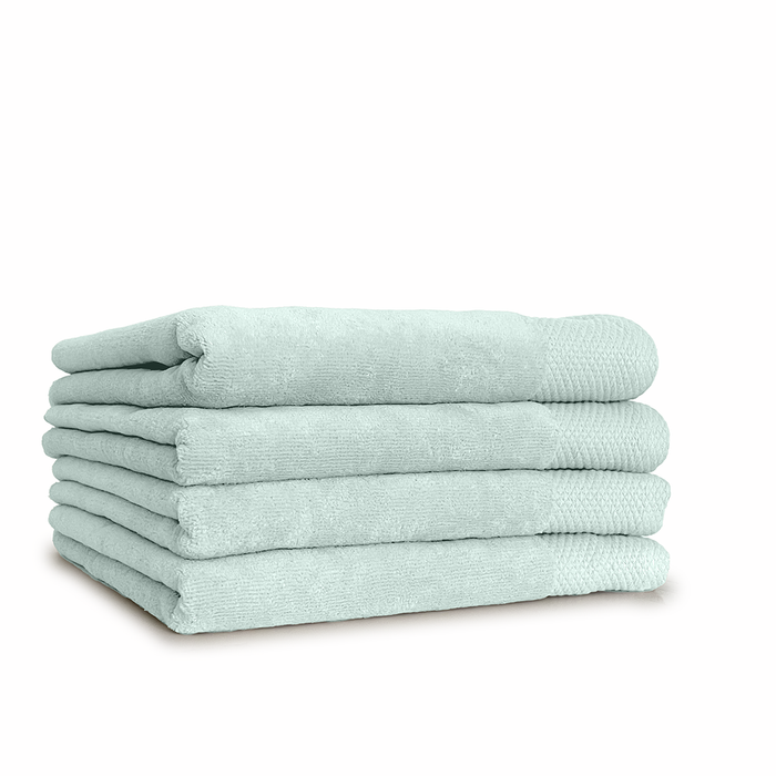 LINNICKVelours Handdoek  Katoen 50x100cm - soft green - Set van 4