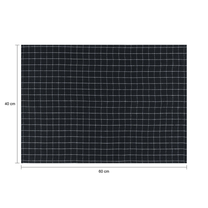 Krumble Theedoek met ruitpatroon klein - Zwart - Set van 4