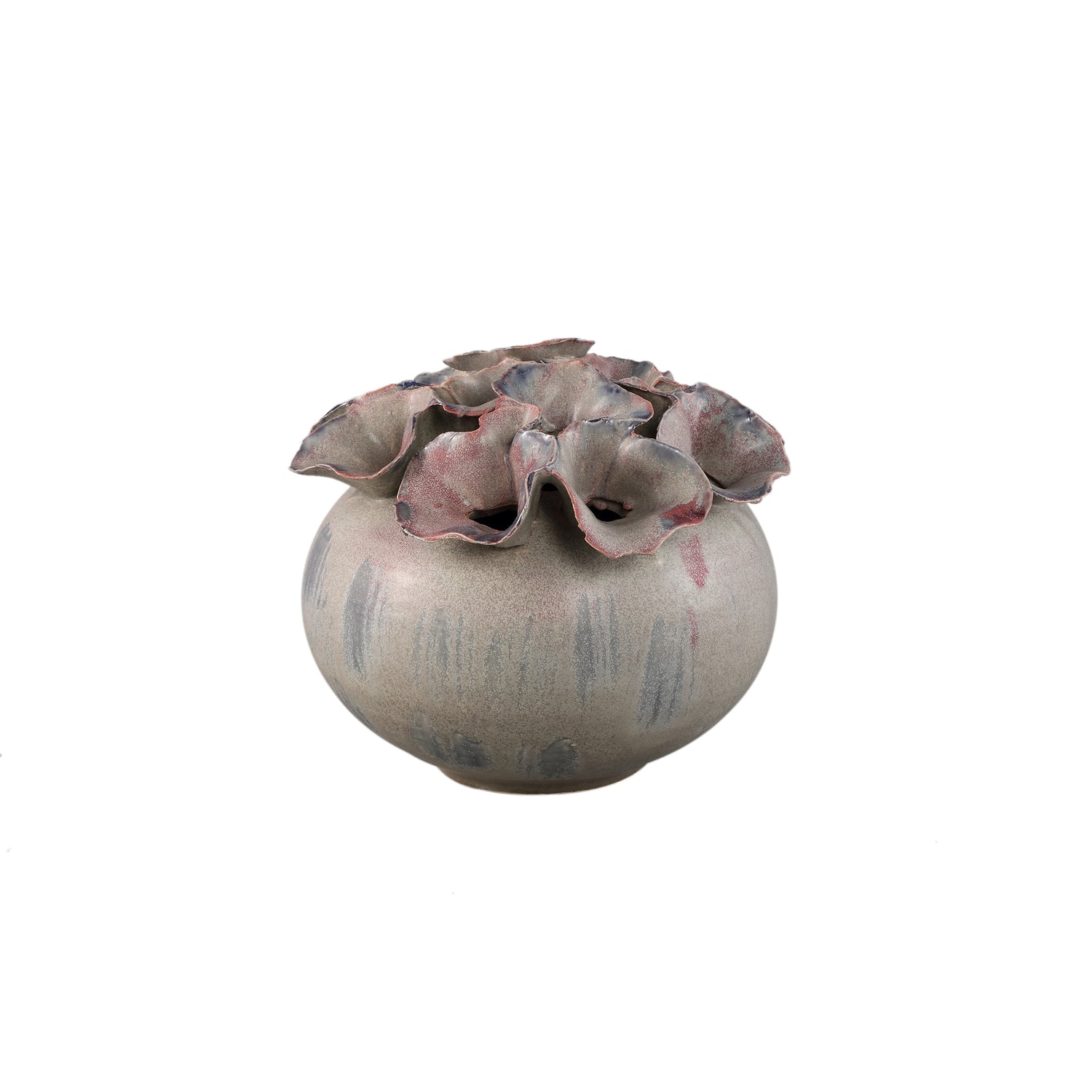 PTMD Jullia Lilac Ceramic Vase Flower Shaped Holes M