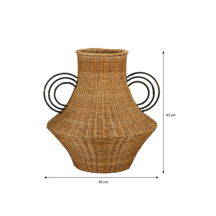 Mica Decorations Fabiola Decoratie Vaas - H43 x Ø30 cm - Rotan - Bruin