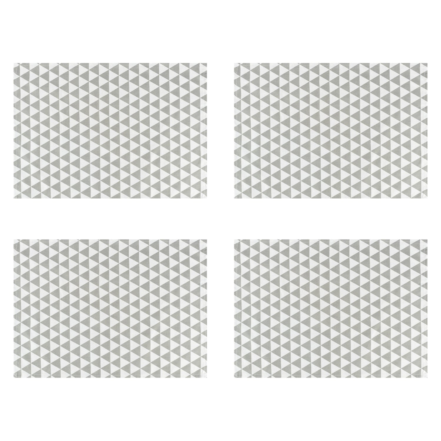 Krumble Theedoek Driehoek patroon - Grijs|wit - Set van 4