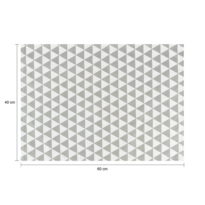 Krumble Theedoek Driehoek patroon - Grijs|wit - Set van 4