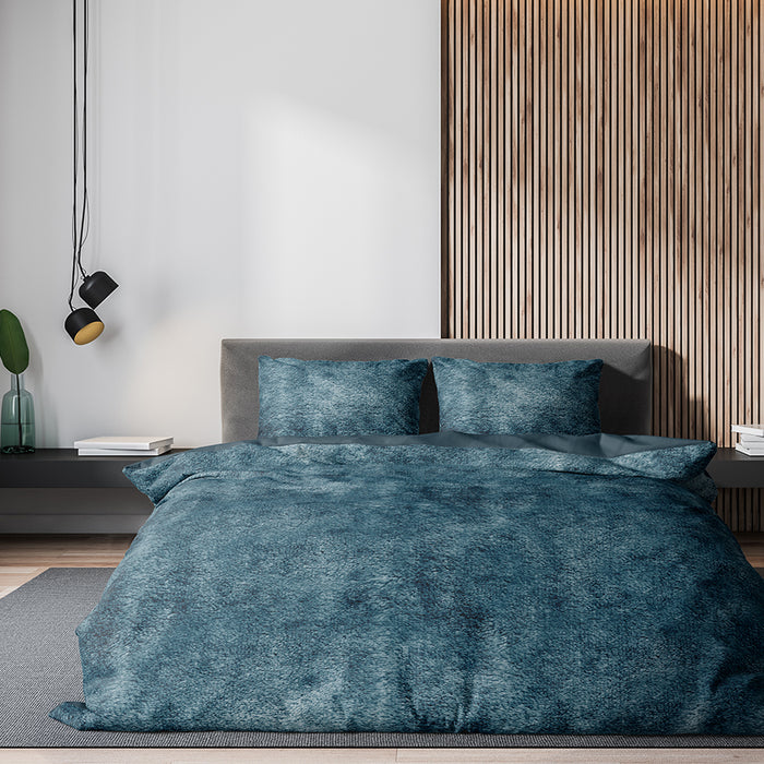 Eleganzzz Dekbedovertrek Flanel Fleece - steel blue